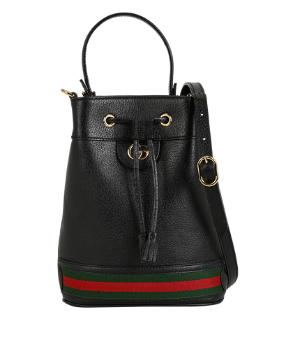 Ophidia Small Bucket Bag, &pound;750, Handbags, Black, Leather, Front view